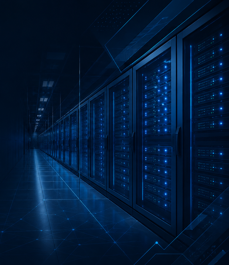 Corredor de racks de servidores